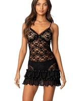 Edikted Women's Luciane Lacey Mesh Mini Dress