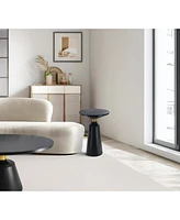 Side End Table with Round Top, Pedestal Base, and Shiny Brass Support Modern and Elegant Accent for Living Room or Bedroom