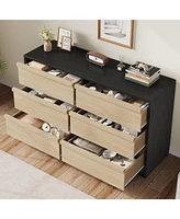 gaomon 6 Drawer Dresser for Bedroom, Modern Dresser Organizer Storage Chest, Wooden Double Chest of Drawers for Bedroom