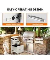 gaomon 13" W x 20.5" H x 23" D Outdoor Kitchen Drawers with Paper Towel Holder, Stainless Steel Outdoor Kitchen Drawers, 2-Layer Flush Mount Bbq Drawe