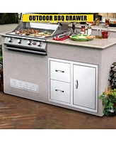 gaomon 33''W x 22''H x 22''D Outdoor Kitchen Drawer Combo with Paper Towel Rack, Bbq Access Door Drawers Combo with Stainless Steel, Perfect for Bbq G