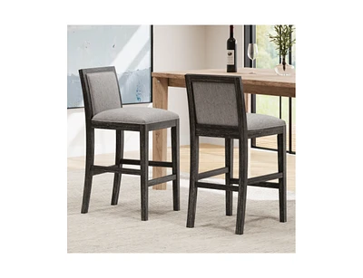 The Pop Home 30.5-Inch Upholstered Bar Stools Set of 2, Retro Chairs for Kitchen Island or Dining Room-The