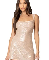 Edikted Women's Backless Sequin Cowl Neck Mini Dress