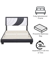 Boyd Sleep Bri Upholstered Platform Bed with Headboard, Mattress Foundation Strong 14 Wood Slat Supports