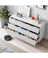 gaomon 6 Drawer Dresser for Bedroom, 56” Wide Wood Dresser Organizer with Metal Legs, Modern Chest of Drawers for Bedroom, Hallway