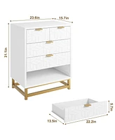 gaomon 5 Drawer Dresser with Metal Legs, Modern Dresser Chest Organizer with Wide Storage, Chest of Drawers for Bedroom, Living Room