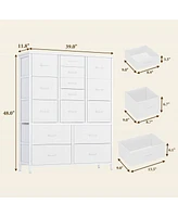 gaomon 15 Drawers Fabric Dresser for Bedroom, Tall Vertical Storage Dresser & Chests of Drawers, Storage Drawer Organizer w/Metal Frame