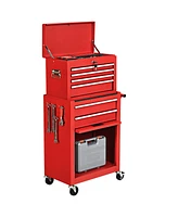 Gymax 2 in 1 Rolling Cabinet Storage Chest Box Garage Toolbox Organizer w/ 6 Drawers