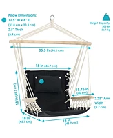 Outdoor Hanging Hammock Chair with Armrests - Polycotton Fabric - 300-Pound Capacity - Storm