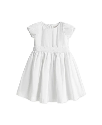 Hope & Henry Heirloom Girls' Organic Tulip Sleeve Swiss Dot Party Dress