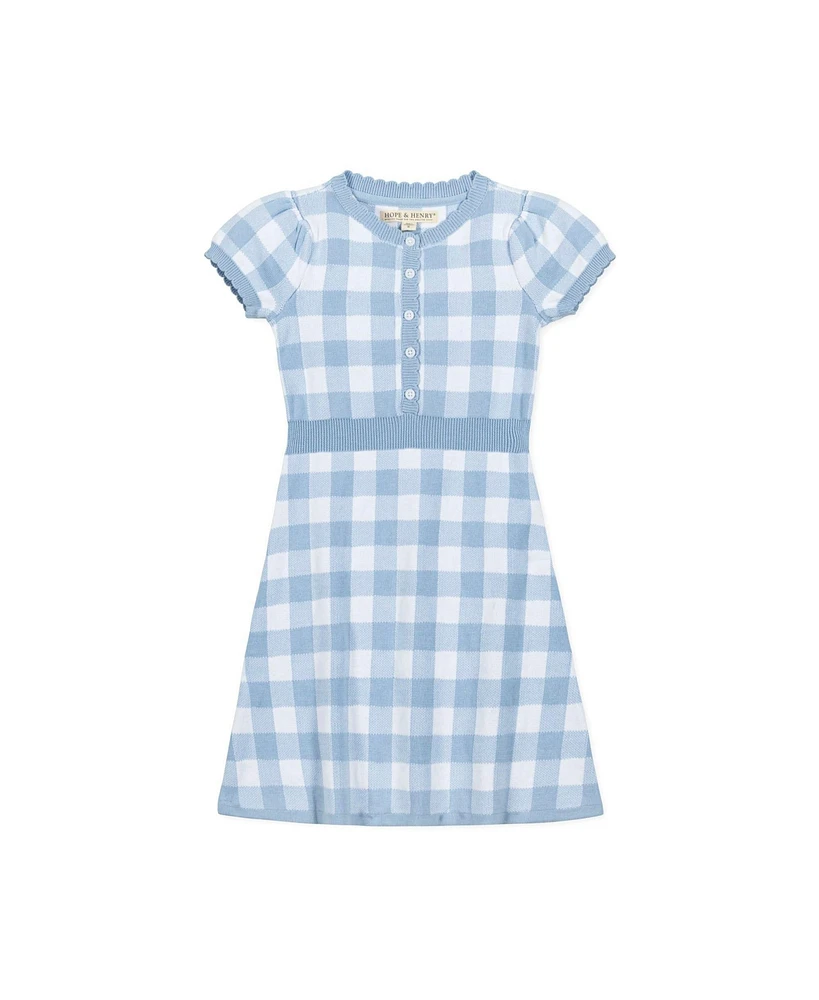 Hope & Henry Big Girls Short Sleeve Button Front Sweater Dress