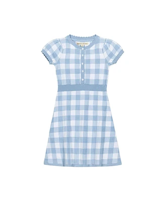 Hope & Henry Big Girls Short Sleeve Button Front Sweater Dress