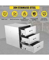 gaomon Outdoor Kitchen Drawers 14W x 21H x 23D, Flush Mount Double Bbq Access Drawers with Stainless Steel Handle & Venting Panel, Bbq Island Drawers