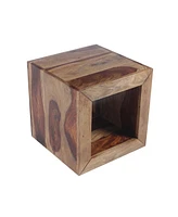 Slickblue Cube Shaped Rosewood Side Table for Modern Home Decor and Storage Solutions