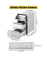 gaomon Outdoor Kitchen Drawer with Paper Towel Holder, Stainless Steel Flush Mount Triple Bbq Drawers