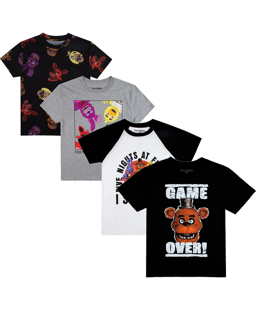 Five Nights at Freddy's Big Boys Game Over Crew Neck Short Sleeve 4pk Tees-Medium