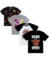 Five Nights at Freddy's Big Boys Game Over Crew Neck Short Sleeve 4pk Tees-Medium