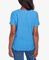 Alfred Dunner Petite Classics Solid Textured Short Sleeve T-Shirt