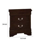 Slickblue 2-Drawer Nightstand with Classic Bail Handles for Timeless and Functional Bedroom Storage