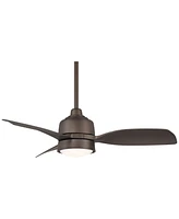 Casa Vieja 36" Verdin Modern Indoor Outdoor Ceiling Fan 3 Blade Led Light Remote Control Emperial Bronze Finish Brown Blades Bedroom Living Room Kitch