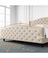 gaomon King Size Velvet Platform Bed Frame w/Headboard and Footboard Upholstered Bed Frames