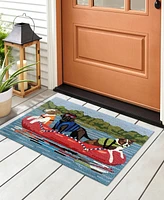 Liora Manne' Frontporch Rafting Dogs 1'8"x2'6" Area Rug