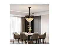 gaomon Modern Crystal Chandeliers 3 Tiers Black and Gold Pendant Light Fixtures