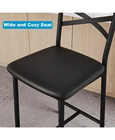 gaomon Dining Table Set for 2, Kitchen Bar Table and Chairs for 2, 3-Piece Kitchen Table Set with 2 Upholstered Chairs,Brown