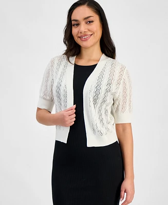 Robbie Bee Petite Knit Short-Sleeve Open-Front Shrug