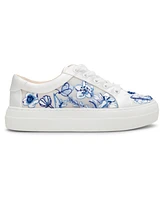 Betsey Johnson Women's Nino Embroidered Toile Lace-Up Sneakers