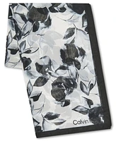 Calvin Klein Solid-Border Floral Chiffon Scarf