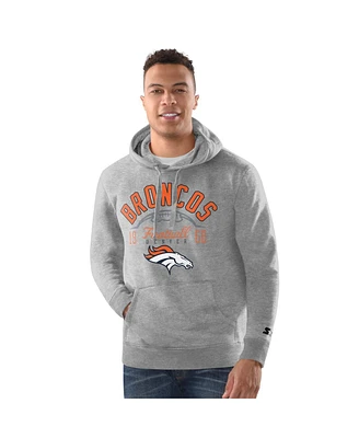 Starter Men's Heather Gray Denver Broncos Pullover Hoodie