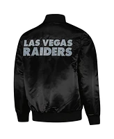 Starter Men's Black Las Vegas Raiders Exclusive Satin Full-Snap Varsity Jacket