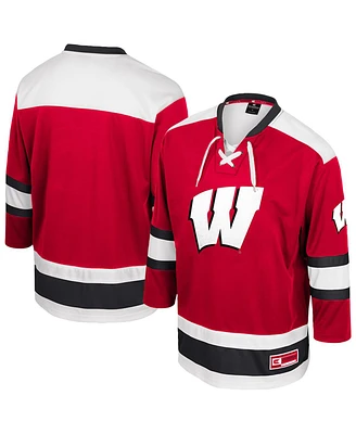 Colosseum Men's Red Wisconsin Badgers Athletic Machine Fashion Hockey Jersey