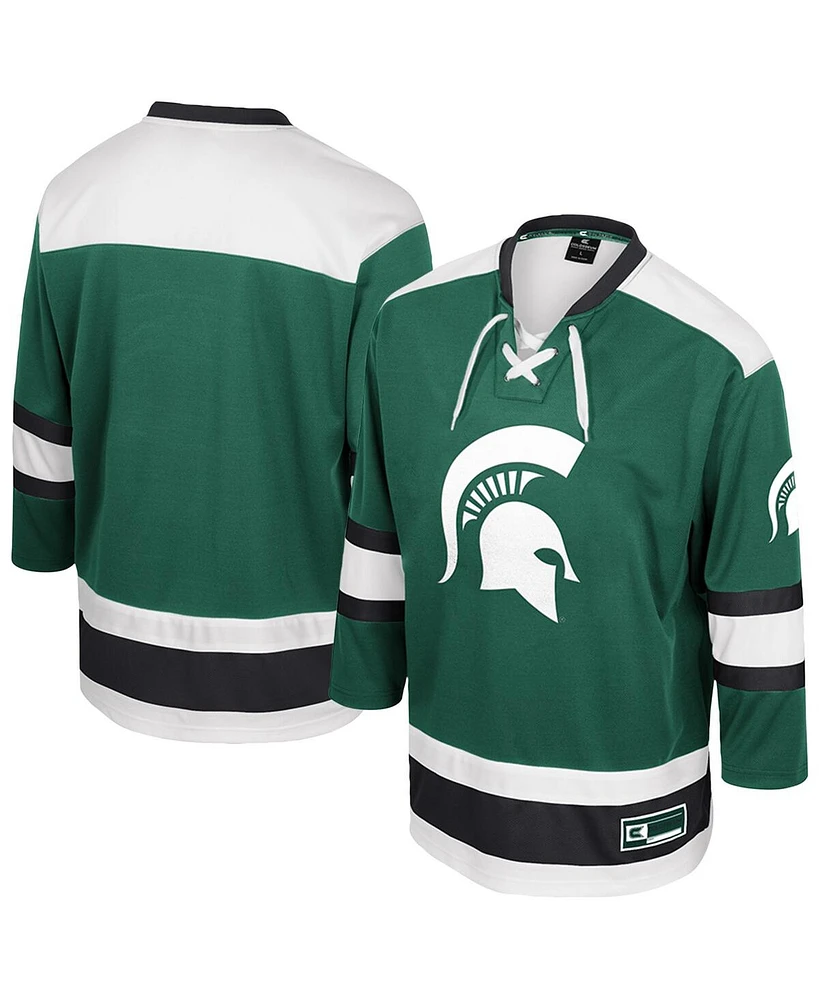 Colosseum Men's Green Michigan State Spartans Athletic Machine Fashion Hockey Jersey