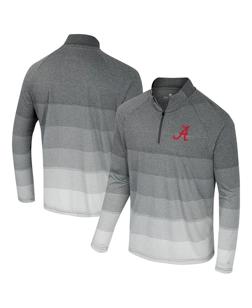 Colosseum Men's Gray Alabama Crimson Tide Ai Striped Mesh Quarter-Zip Raglan Windshirt