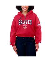 Wear by Erin Andrews Women's Red Atlanta Braves Patch Quarter-Zip Hoodie