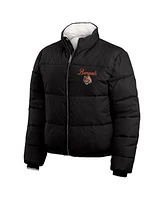 Wear by Erin Andrews Women's Black, White Cincinnati Bengals Reversible Cropped Full-Zip Puffer Jacket