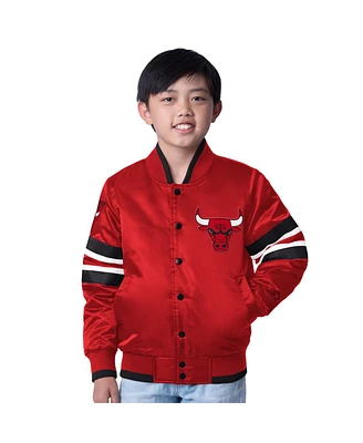 Starter Big Boys and Girls Red Chicago Bulls Scout Varsity Full-Snap Jacket