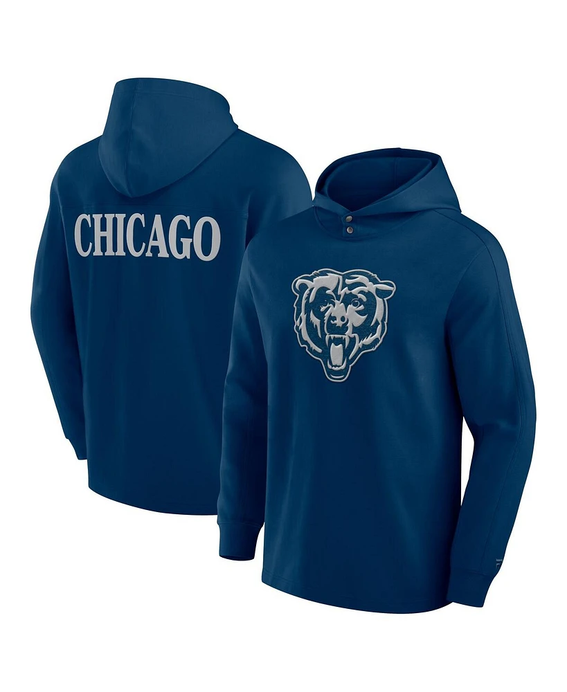 Fanatics Men's Navy Chicago Bears Elements Blaze Tri-Blend Long Sleeve Hoodie T-Shirt