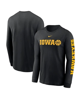 Nike Men's Black Iowa Hawkeyes Basketball Icon Two-Hit Long Sleeve T-Shirt