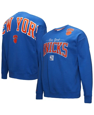 Mitchell & Ness Men's Blue New York Knicks Hardwood Classics There Back 2.0 Vintage Pullover Sweatshirt