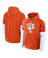 Nike Men's Orange/White Clemson Tigers Fitness Raglan Performance Pullover Hoodie