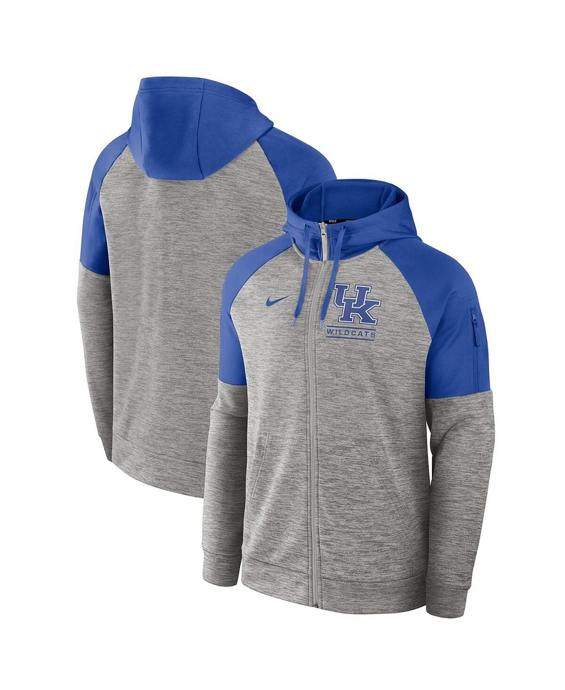 Nike Men's Heather Gray Kentucky Wildcats Fitness Raglan Performance Full-Zip Hoodie