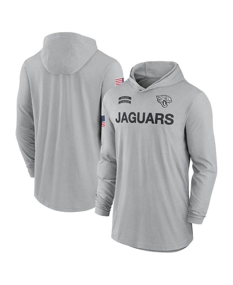 Nike Men's Gray Jacksonville Jaguars 2024 Salute to Service Lightweight Performance Long Sleeve Hooded T-Shirt