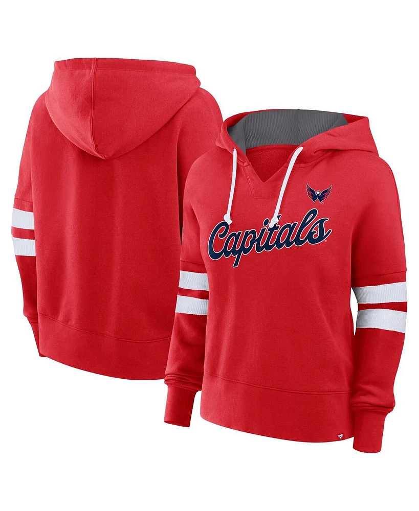 Fanatics Women's Red Washington Capitals Seize Fleece Pullover Hoodie