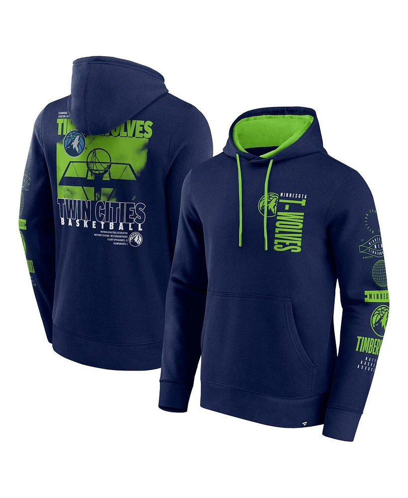 Fanatics Men's Navy/Green Minnesota Timberwolves Game Time Crossover Pullover Hoodie