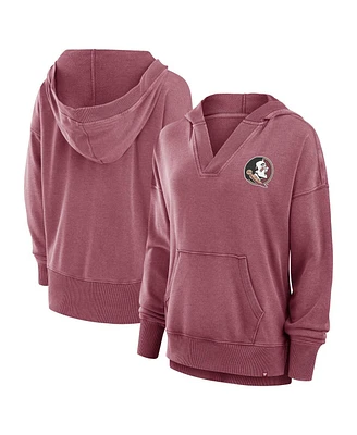 Fanatics Women's Garnet Florida State Seminoles Initiative Snow Wash French Terry V-Neck Pullover Hoodie