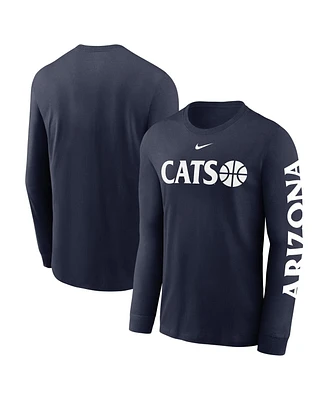 Nike Men's Navy Arizona Wildcats Basketball Icon Two-Hit Long Sleeve T-Shirt