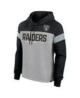 Fanatics Women's Heather Gray/Black Las Vegas Raiders Bold Play Call Pullover Hoodie